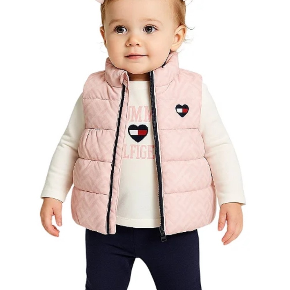 Tommy Hilfiger Light Pink Ruffled Puffer Vest - Picture 3 of 3